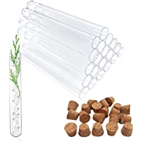 20 tubos de ensayo de plástico de 20 ml- con corcho natural- tubo de ensayo transparente- pequeño de plástico- tubos de…